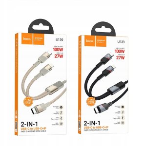 HOCO kabel 2w1 Typ C do Typ C + Lightning 5A 100W U139 1,2 m czarny 7