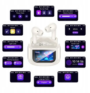 HOCO słuchawki bezprzewodowe bluetooth z ekranem dotykowym TWS ANC + ENC EQ21 białe 2