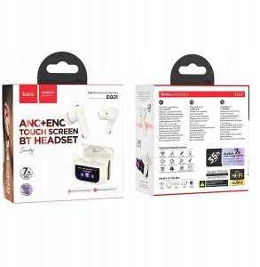 HOCO słuchawki bezprzewodowe bluetooth z ekranem dotykowym TWS ANC + ENC EQ21 białe 3