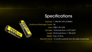 Nitecore Akumulator NL1411 14500 1100mAh 5