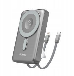 Powerbank Dudao K29 10000mAh PD 20W z MagSafe z metalową obudową, podstawką i wbudowanymi kablami USB-C/Lightning - szary 3