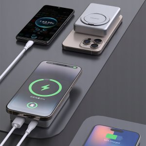 Powerbank Dudao K28 10000mAh PD 22.5W z MagSafe z metalową obudową i pierścieniem-podstawką - srebrny 10