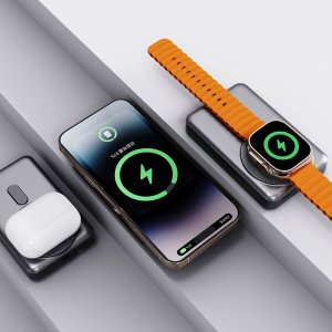 Powerbank Dudao K29 10000mAh PD 20W z MagSafe z metalową obudową, podstawką i wbudowanymi kablami USB-C/Lightning - srebrny 2