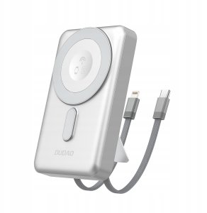 Powerbank Dudao K29 10000mAh PD 20W z MagSafe z metalową obudową, podstawką i wbudowanymi kablami USB-C/Lightning - srebrny 9