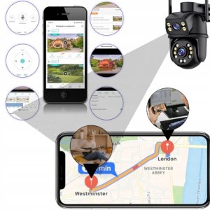 Podwójna Kamera WIFI Zewnętrzna Obrotowa 6MP Doświetlenie Detekcja AI AUDIO 7