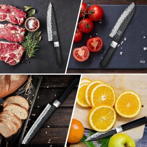 SHAN ZU 7-częściowy zestaw noży z blokiem ośmiokątny uchwyt G10 3