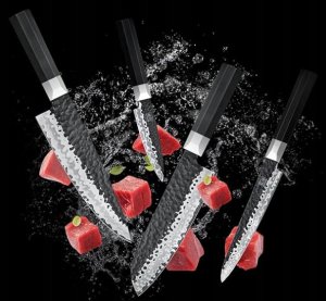 SHAN ZU 7-częściowy zestaw noży z blokiem ośmiokątny uchwyt G10 4