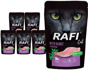 Mokra karma dla kotów sterylizowanych z królikiem Rafi Cat Adult zestaw 10 x 100 g 1