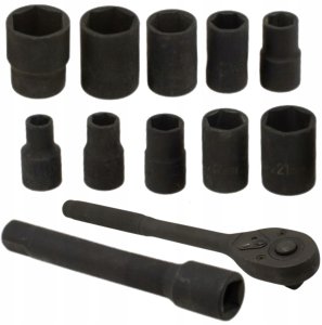 Zestaw narzędzi udarowych 12el. 1/2" (6-kątnych) (10-24mm) 2
