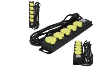 Przedłużacz elektryczny listwa zasilająca Kabel zasilający warsztatowy OW 3x1,5 (wtyk / 5 gniazd) 16A czarny 5m 1