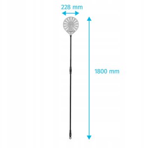 Perforowana łopata do pizzy ze stali nierdzewnej z aluminiowym uchwytem, okrągła, 228x1800 mm | TECHNICA, Pizza Line 2