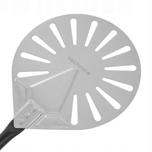 Perforowana łopata do pizzy ze stali nierdzewnej z aluminiowym uchwytem, okrągła, 228x1800 mm | TECHNICA, Pizza Line 3