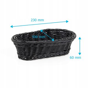 Koszyk owalny z polirattanu 230x100x60 mm, czarny | TECHNICA, Gold Line 2