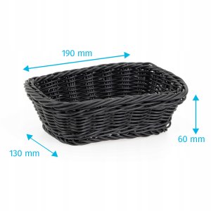Koszyk prostokątny z polirattanu 190x130x60 mm, czarny | TECHNICA, Gold Line 2