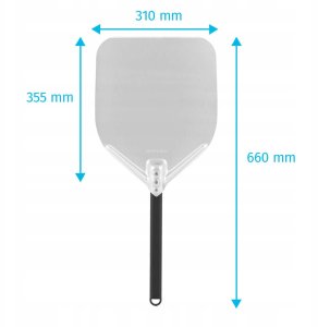 Łopata do pizzy z anodowanego aluminium z aluminiowym uchwytem, kwadratowa, 310x355x660 mm | TECHNICA, Pizza Line 2