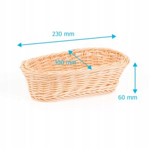 Koszyk owalny z polirattanu 230x100x60 mm, beżowy | TECHNICA, Gold Line 2