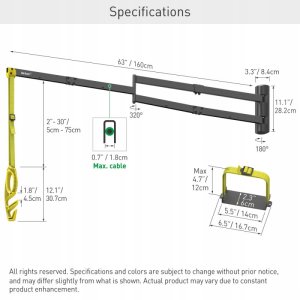 Uchwyt ścienny wysięgnik 160cm kabla ładowarki samochodowej 3