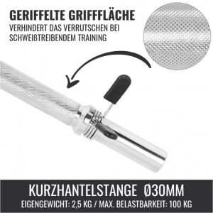 Gryf do hantli 35 cm zatrzaskowy + zaciski 4