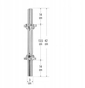 Gryf do hantli 42 cm 30 mm gwintowany 8