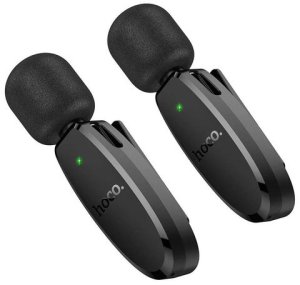 HOCO 2 x mikrofon krawatowy bezprzewodowy Lightning / Typ C L15 czarny 3