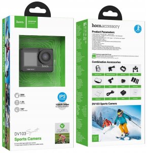 HOCO kamera sportowa z dwoma wyświetlaczami DV103 czarna 19