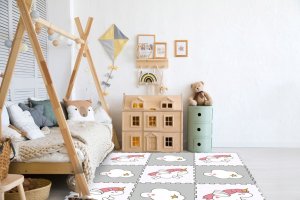 Mata piankowa dla dzieci puzzle piankowe edukacyjna kojec jednorożec duża 5