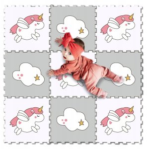 Mata piankowa dla dzieci puzzle piankowe edukacyjna kojec jednorożec duża 8