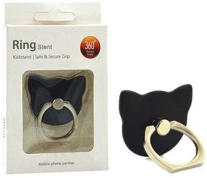 UCHWYT TELEFONU STOJAK KOT CZARNY UNIWERSALNY VEGA NA RĘKĘ RING HOLDER 1