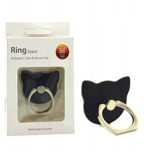 UCHWYT TELEFONU STOJAK KOT CZARNY UNIWERSALNY VEGA NA RĘKĘ RING HOLDER 5