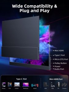 EVICIV 173144 Przenośny monitor 17,3 cala 144 Hz 2K dodatkowy ekran z etui 2