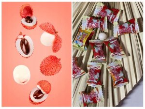 Yuki & Love Cukierki o smaku liczi liczi owocowe kulki landrynki twarde mini 350g 6