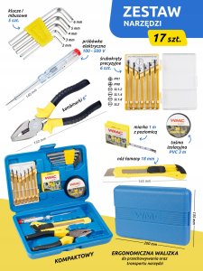 Zestaw narzędziowy 17 el. Kombinerki wk rętaki imbu 15