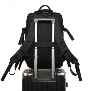 PLECAK MĘSKI MIEJSKI Elegancki CZARNY DUŻY Szkolny BIUROWY USB Laptopa 32L 3