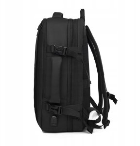 PLECAK MĘSKI MIEJSKI Elegancki CZARNY DUŻY Szkolny BIUROWY USB Laptopa 32L 4