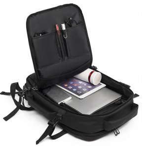 PLECAK MĘSKI MIEJSKI Elegancki CZARNY DUŻY Szkolny BIUROWY USB Laptopa 32L 5