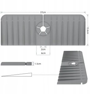 OCIEKACZ KUCHENNY ŁAZIENKOWY NA GĄBKĘ do ZLEWU BATERII Jasnoszary TPT 3
