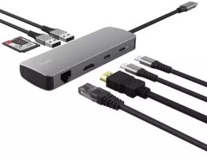 HUB USB Trust Dalyx 1x RJ-45 1x SD 1x microSD 2x USB-C 1x HDMI  + 2x USB-A 2.0 3.0 3.2 Gen1 3.1 Gen1 (25672) 3