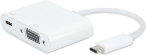 Adapter USB eStuff USB-C - VGA + USB-C Biały  (ES623005WH) 1