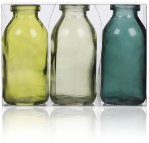 Grønne glasflasker, 10,5 cm. 1