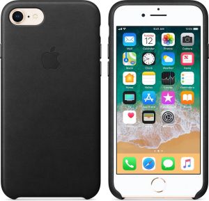 Apple Skórzana nakładka do Apple iPhone 8 / 7 czarna (MQH92ZM/A) 2