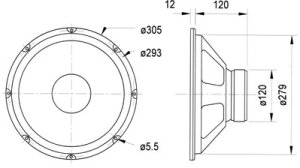 Visaton VS-W300/8, 1.0 channels, 120 W, fu – 2500 Hz, 8 O, Black 3