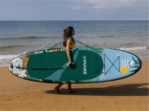 HUIIKE Deska SUP pompowana z akcesoriami tropikalna zieleń 3