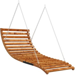 Huśtawka z zadaszeniem, lite drewno świerkowe w kolorze teku 3