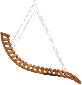 Huśtawka z zadaszeniem, lite drewno świerkowe w kolorze teku 4