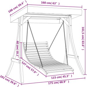 Huśtawka z zadaszeniem, lite drewno świerkowe w kolorze teku 8