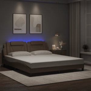 Rama łóżka z LED, kolor cappuccino, 180x200 cm, sztuczna skóra 2