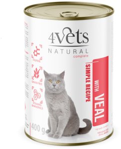 4Vets Natural Mokra karma dla kota z cielęciną 400 g 1