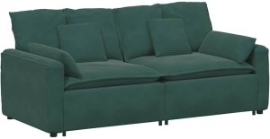 Sofa modułowa z poduszkami, ciemnozielona 1