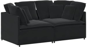 Sofa modułowa z poduszkami aksamitna czerń 1