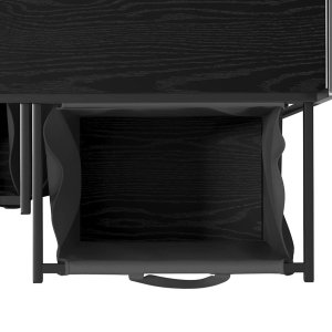 Kosz na pranie 2 przegrody z półką, czarny dąb 12